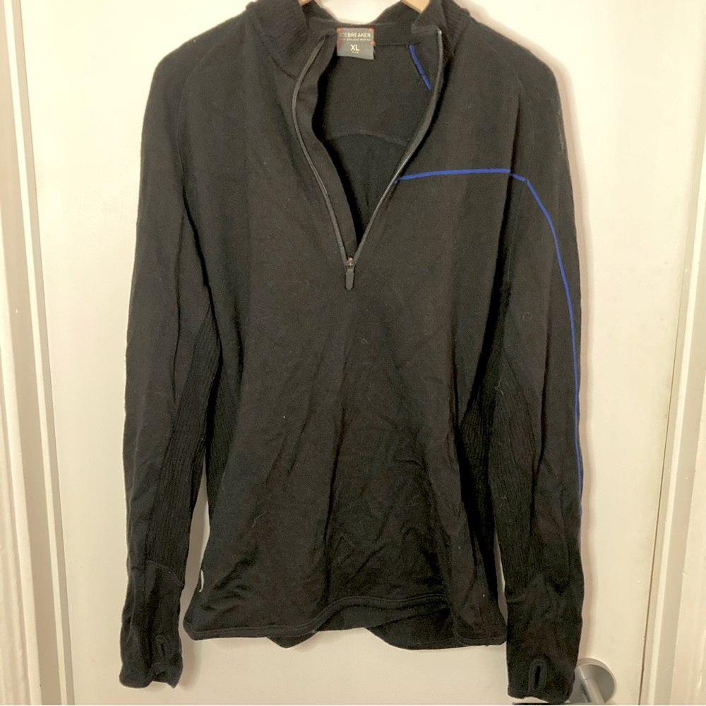 Icebreaker Black Half-Zip Merino Long Sleeve - XL